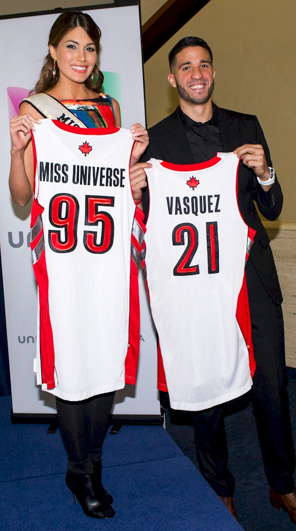 Miss Universo 2013, la venezolana Gabriela Isler y Greivis Vásquez jugador de los Raptors