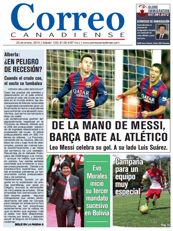 Nro 123. 23 de enero de 2015 Correo Canadiense Nro123 - 23 de enero de 2015