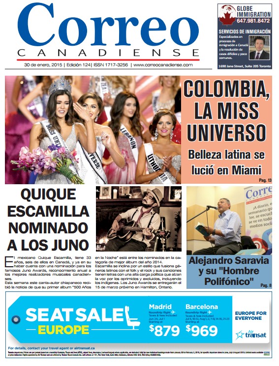 Nro 124. 30 de enero de 2015 Correo Canadiense. Portada Nro 124. 30 de enero de 2015