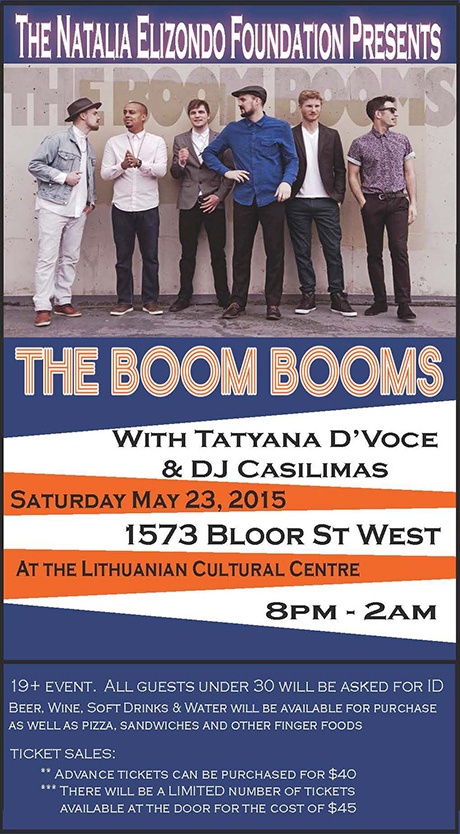 The Boom Booms y Tatyana D’Voce en concierto a beneficio