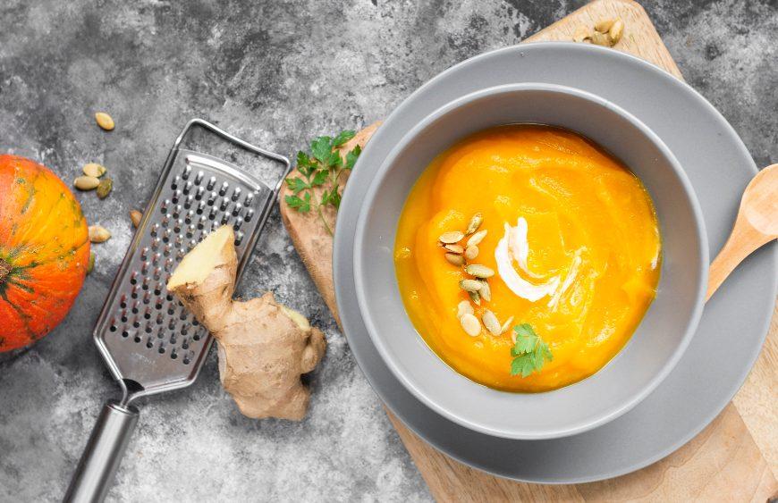 Receta de Sopa cremosa de calabaza y jengibre