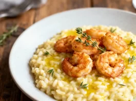 Receta de Risotto Cremoso de Limón y Tomillo con Camarones Dorados