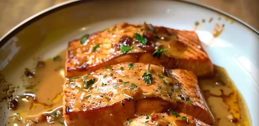 Receta de Salmón al horno con costra de mostaza y miel