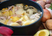 AJIACO COLOMBIANO,SOPA TÍPICA CON GUASCAS Y PAPAS