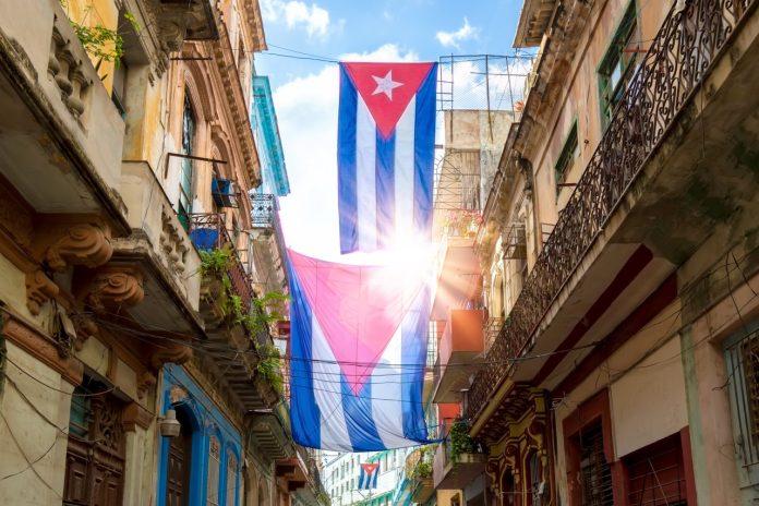 Scenic colorful Old Havana streets in historic city center of Havana Vieja near Paseo El Prado and Capitolio